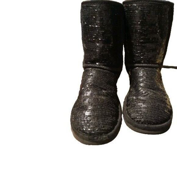 UGG Women's Size 5 Classic Short Sequin Sparkle Boots Black Model 3161 - Picture 1 of 10